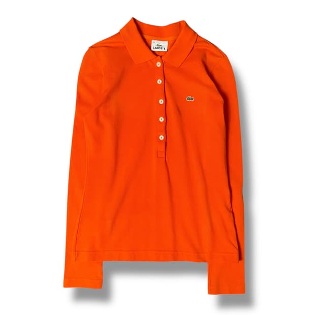 라코스테 미니로고 오렌지 슬림핏 PK 롱슬리브 36