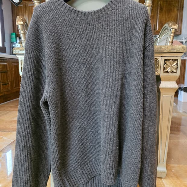 타임옴므 울라운드넥 니트 탑 다크그레이