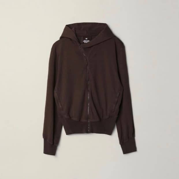 ee curved hooded zip jacket brown M