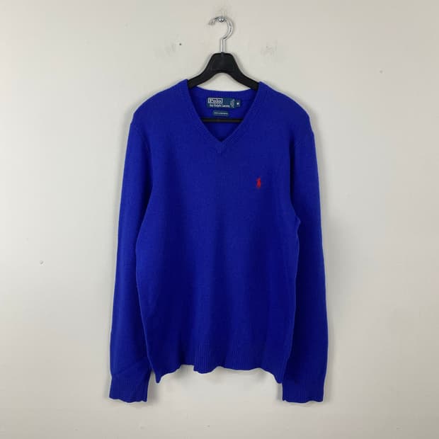폴로 랄프로렌 램스울 블루 브이넥 니트 M <559>