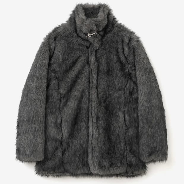 버클 롱 헤어 퍼 자켓