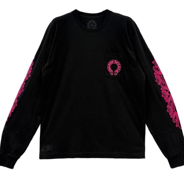 크롬하츠 홀스슈 롱슬리브 티셔츠 블랙핑크 L 새상품