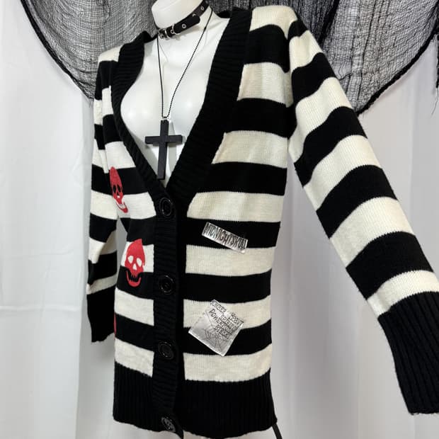 stripe skull cardigan