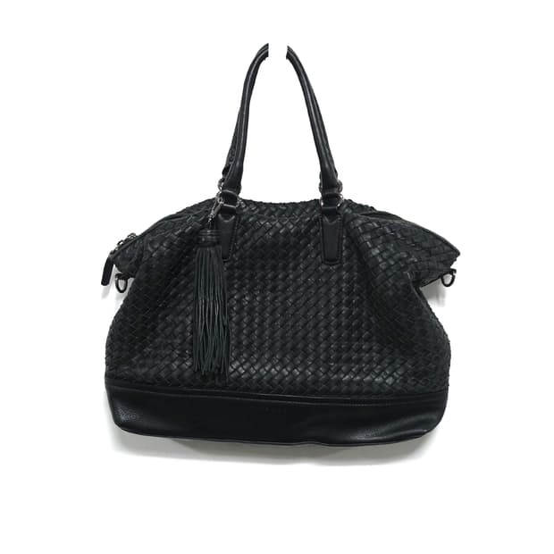 ANNE KLEIN 앤클라인 레더 위빙 빅 숄더 토트백 