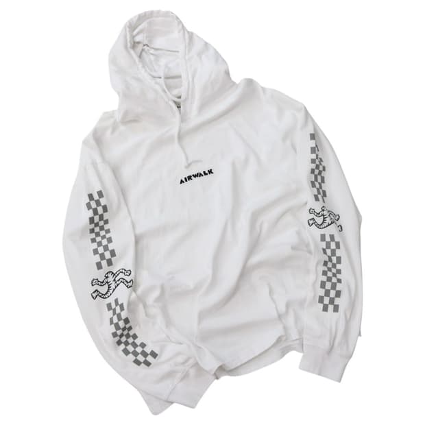 AIRWALK 에어워크 체커보드 슬리브 로고 화이트 후드티 (L)