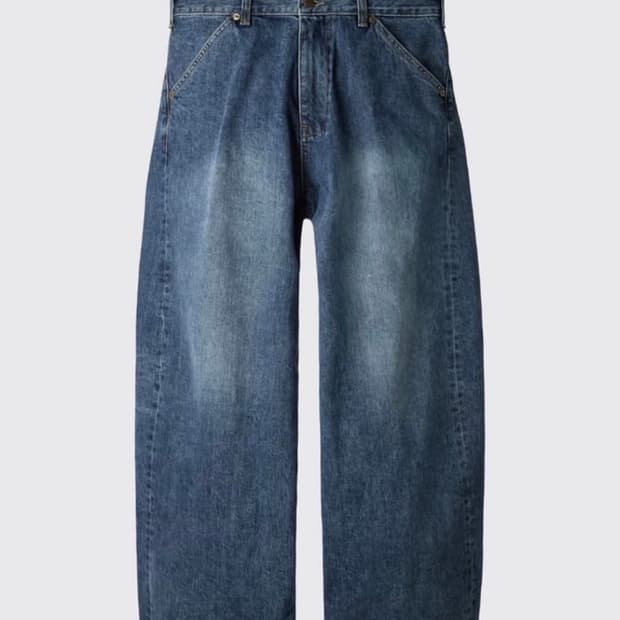 해칭룸 와이드커브진 워시드 블루