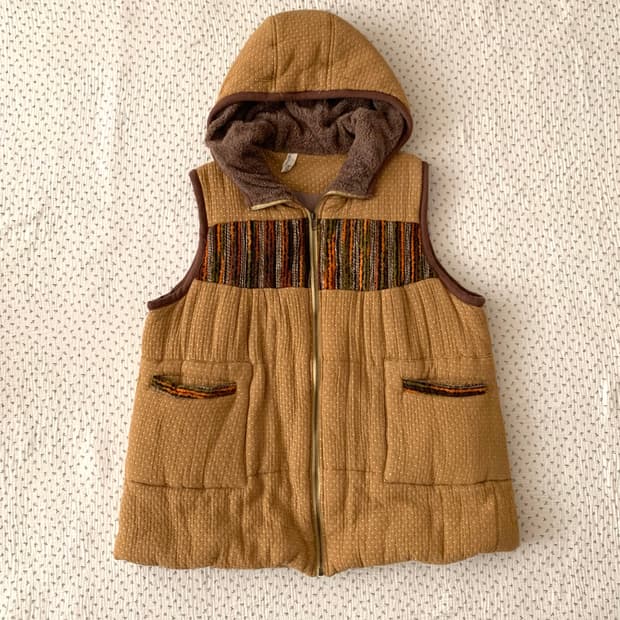 도트 히피 양털 조끼