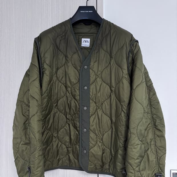 L- XL 자라 퀼팅 라이너 자켓 카키