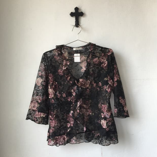 Rosa cheri flower pattern cardigan