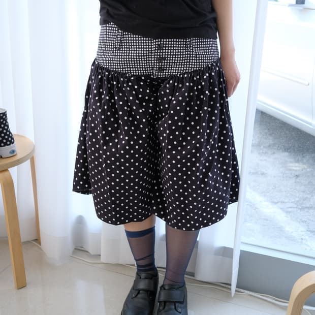 Dot yoke culotte pants