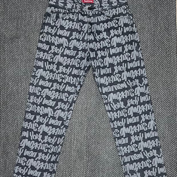 Supreme 슈프림 자카드 레귤러 진 블랙