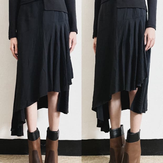 랑방 18SS 비대칭 실크 드레이프 스커트