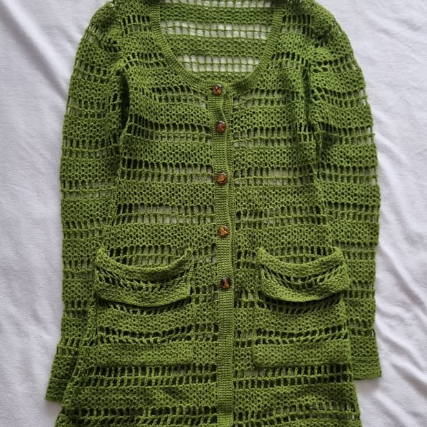 빈티지 모리걸 하구미 오리엔탈 그린 가디건