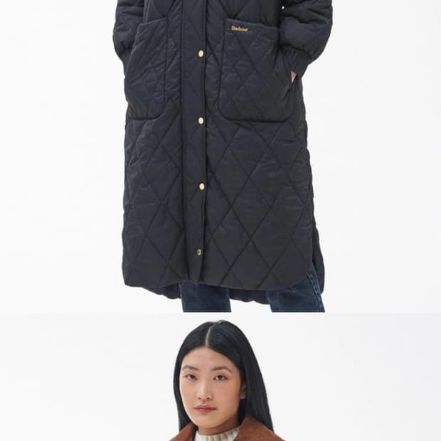 바버 Marsett 퀄팅 롱 코트