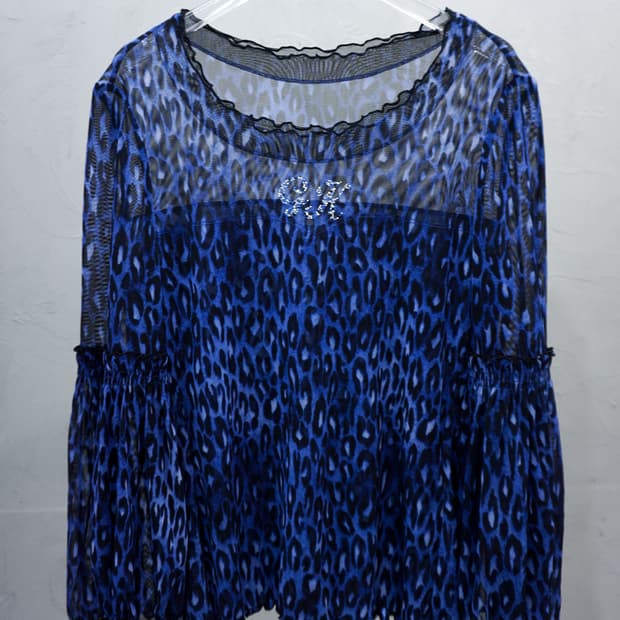 Blue Leopard Blouse