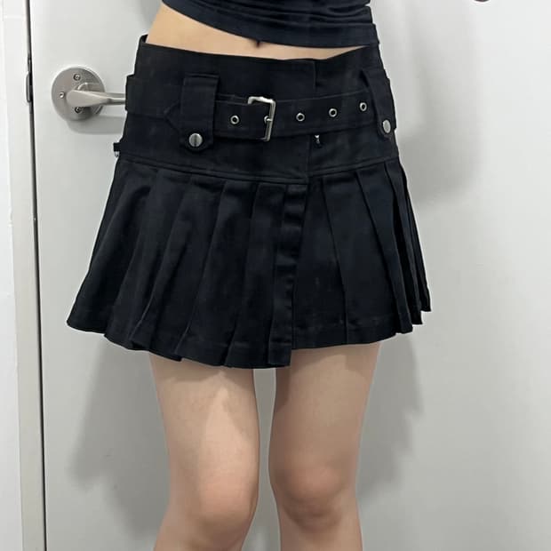 HELL CAT PUNKS 펑크 플리츠 미니 스커트 치마