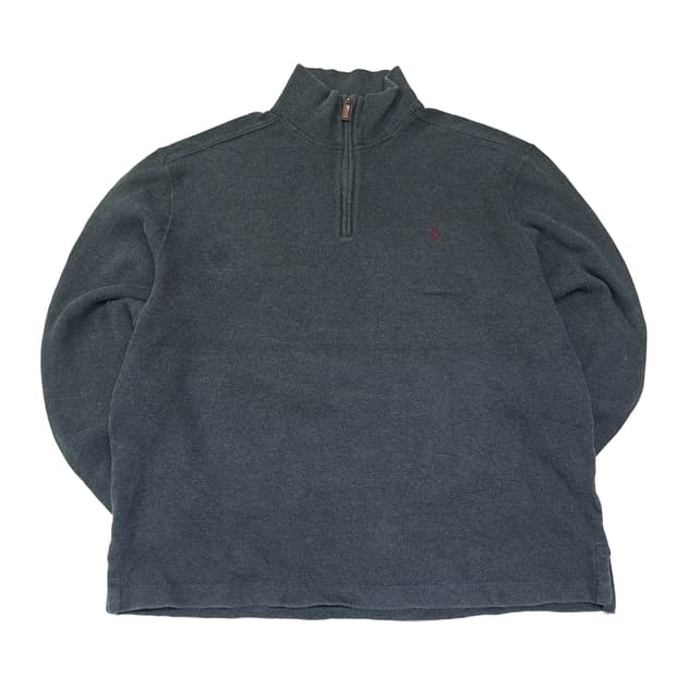 CL274 M 폴로 00s 가죽풀러 차콜그레이 하프집업 니트 스웨터