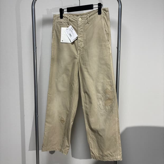 1) visvim 비즈빔 25ss ex 와이드 치노 팬츠 크래쉬 베이지