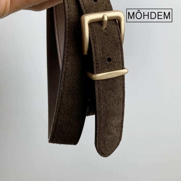 [Uinsex]🍂골드 버클 스웨이드 가죽 벨트