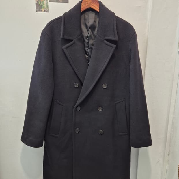 무신사 스탠다드 캐시미어 블렌드 더블 코트 블랙 M
 사이즈  