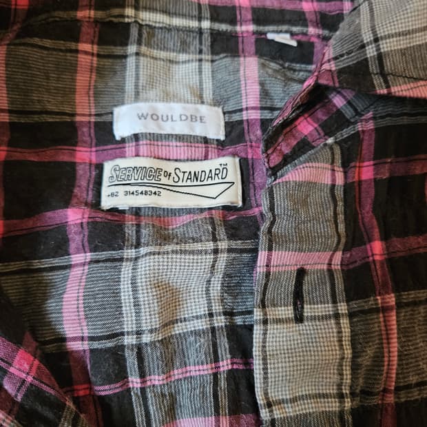 우드비 링클 워시드체크셔츠 