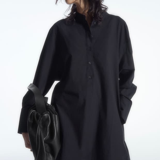 COS 코스 여성 미니 셔츠 드레스 원피스 칼라리스 네이비