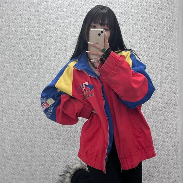 빈티지 희귀 스트릿 펑크 키치 스키틀즈 레이싱 자켓 L C09376