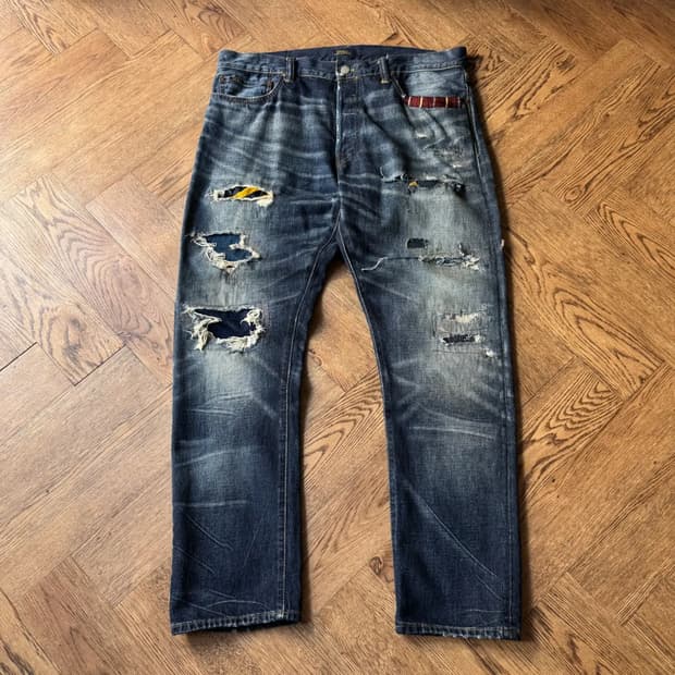 [36]폴로 랄프로렌 커스텀 리페어드 빈티지 페이딩 데님 팬츠