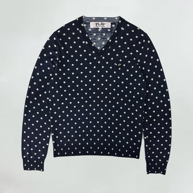 꼼데가르송 도트 브이넥 니트