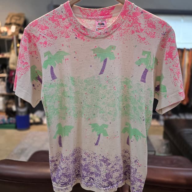 Fruit of the Loom USA 빈티지  팜트리 티셔츠 희소그래픽