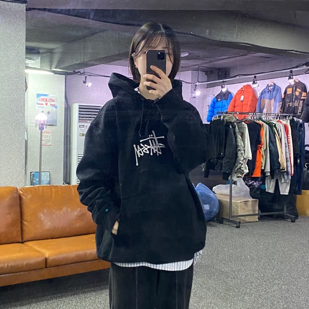 스투시 빅로고 블랙 후드티 B4299