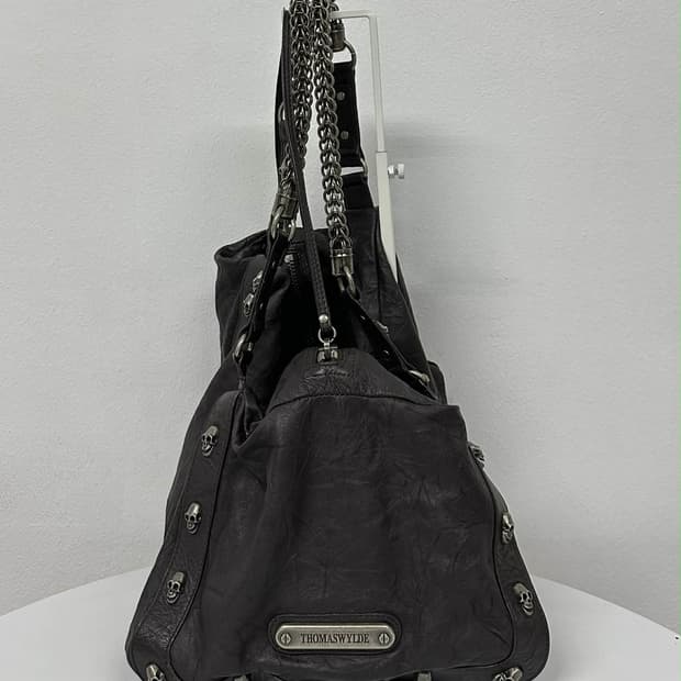 토마스 와일드 스컬 해골 가죽 체인 숄더 & 토트백