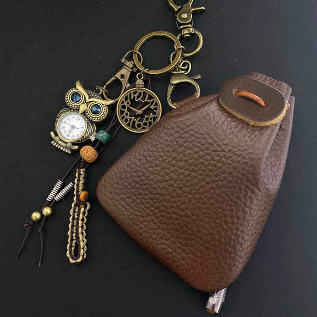 빈티지 가죽 파우치 키링