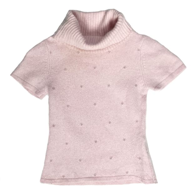 vintage 앙고라 딸기우유핑크 하이넥 니트