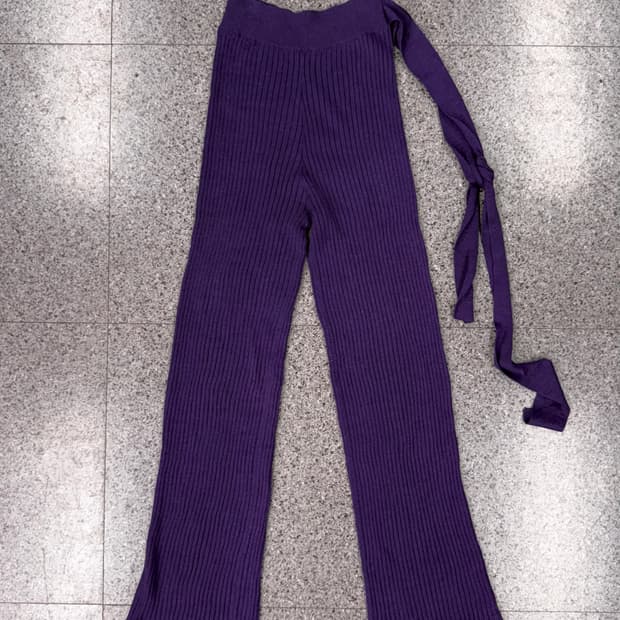 vintage purple rib knit tie pants  