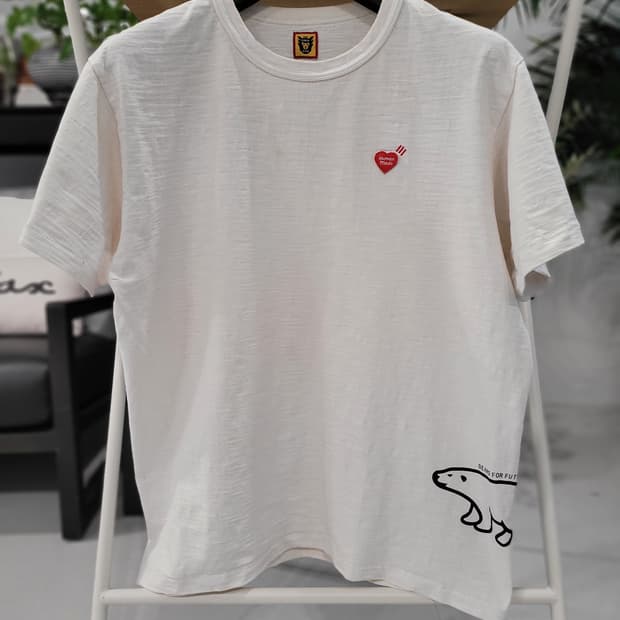 🐻 [휴먼메이드] 북극곰 하트 자수 티셔츠 XXL