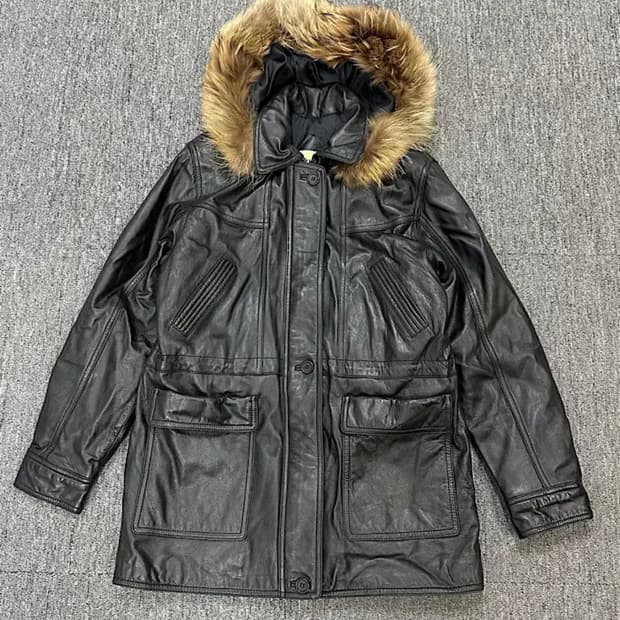 빈티지 가죽 레더 코트 L