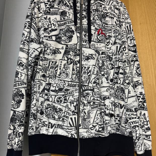 에비수 만화 프린팅 후드집업