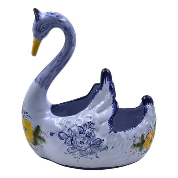 90s 포르투갈 핸드메이드 플로랄 대형 백조 홀더