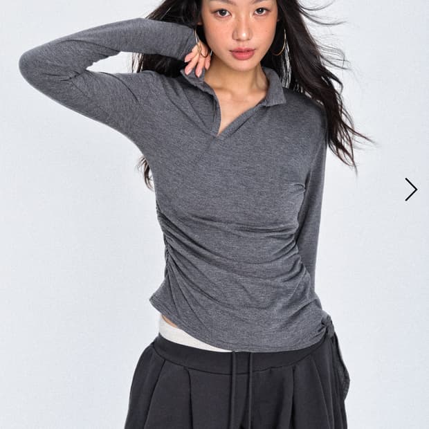 오운서 One Draped Shirring Long Sleeve_Gray