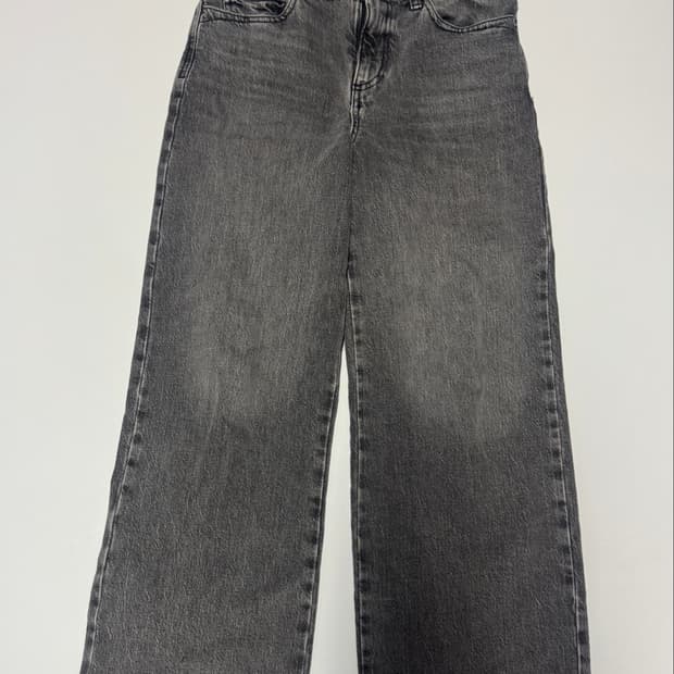 여성 자라 ZARA 흑청 빈티지 워싱 와이드 데님팬츠