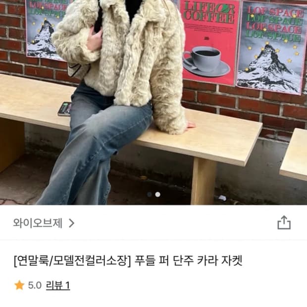 푸들크롭 퍼자켓 베이지 에이블리 지그재그