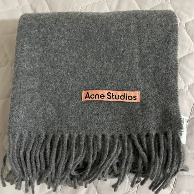 아크네 스튜디오 내로우 울 프린지 머플러 그레이 멜란지 