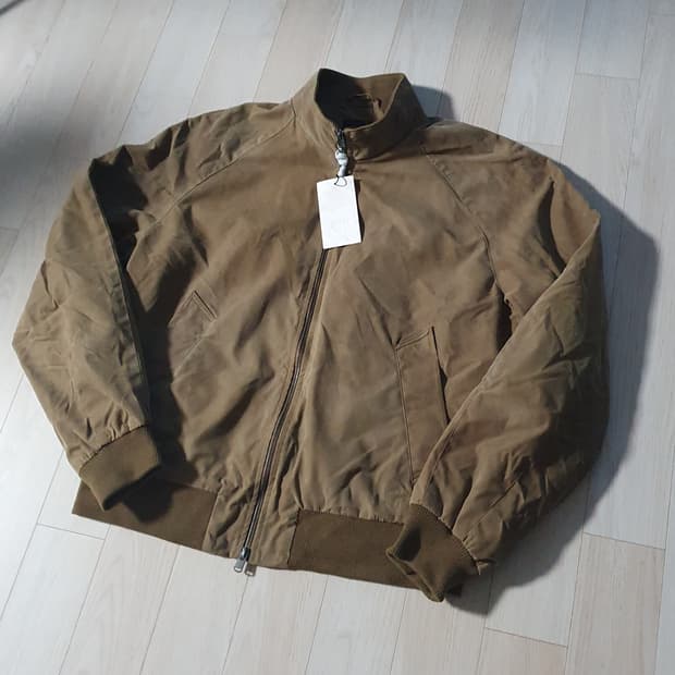 새제품XL 자라 왁스 빈티지워싱 블루종 간절기점퍼 해링턴 바라쿠다