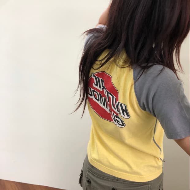 히스테릭글래머 미니 래글런 티셔츠