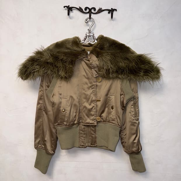 Armani Exchange khaki satin N-2B bomber 
