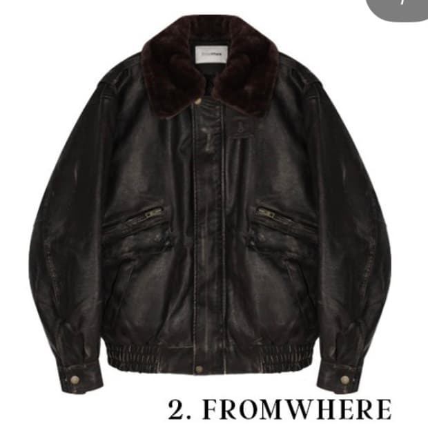 프롬웨어 오버사이즈드 레더 자켓 브라운