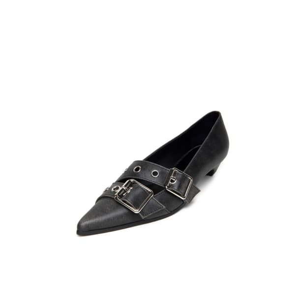 [쓰리투에이티] crackle buckle kitten heels