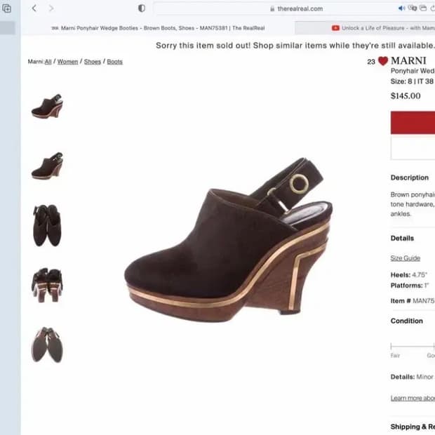 MARNI 마르니 웻지 부티(조랑말털)