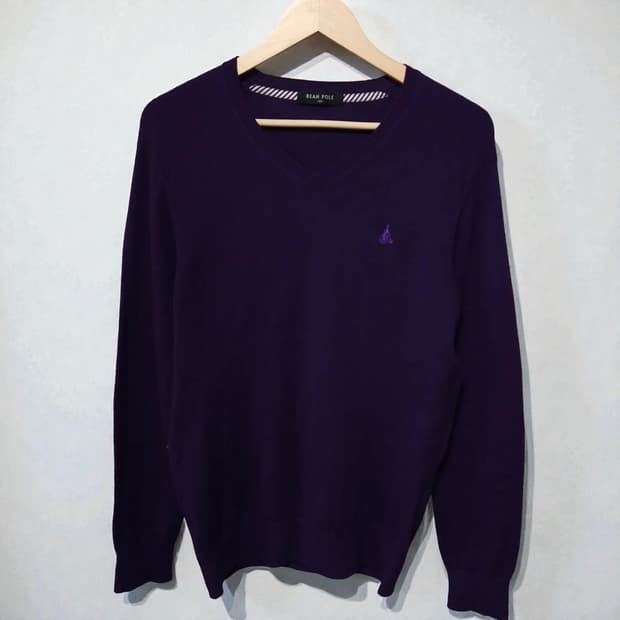 100)빈폴 캐시미어 니트 보라색